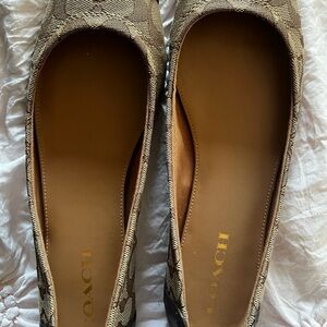 Coach Women's Tan with iconic Coach “c”s all around the Ballet flat loaders!
